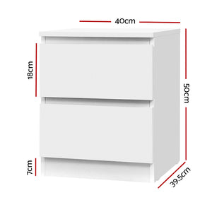 Artiss Bedside Tables | 2X | PEPE | 2 Drawers | White