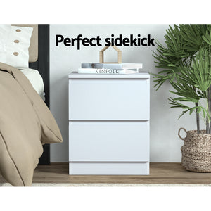 Artiss Bedside Tables | 2X | PEPE | 2 Drawers | White