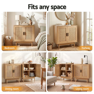 Rattan Buffet Sideboard Cabinets | 2 Pack | 2 Door Pantry Storage