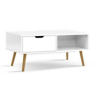 Coffee Table | Storage Drawer | White | Larin