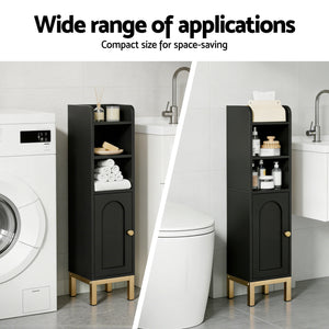Bathroom Storage Cabinet | Floor Organiser | Toilet Corner | Adjustable | Black