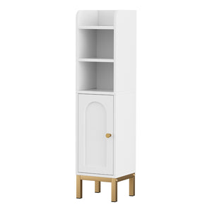 Bathroom Storage Cabinet | Adjustable Corner Shelf with Door | White