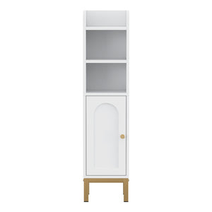 Bathroom Storage Cabinet | Adjustable Corner Shelf with Door | White