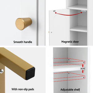 Bathroom Storage Cabinet | Adjustable Corner Shelf with Door | White