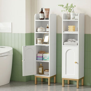 Artiss 2X Bathroom Storage Cabinet Floor Organizer Toilet Corner Adjustable Shelf with Door White