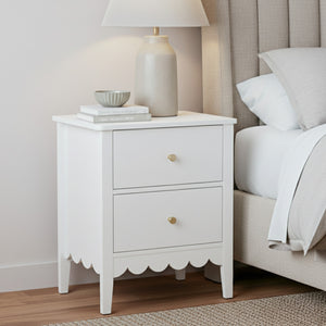 Bedside Table | 2 Drawer Nightstand | Bedroom Storage | White