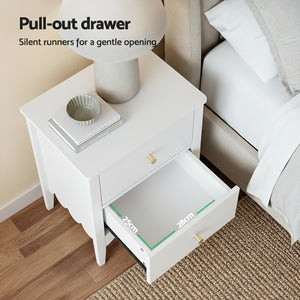 Bedside Table | 2 Drawer Nightstand | Bedroom Storage | White