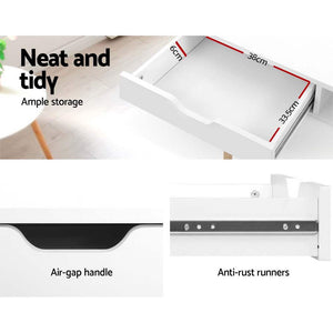 Computer Desk | Drawer Cabinet | Shelf White | 90CM
