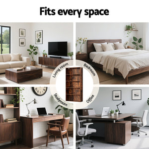Bookshelf 5-Tier | Freestanding Storage Shelf | Walnut Finish