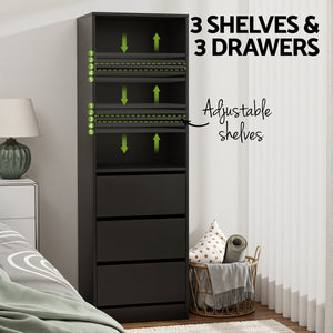 Tallboy Chest of Drawers | 3 Drawer Cabinet | Black