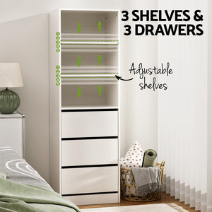 Artiss Chest of Drawers | 3 Drawer Tallboy Cabinet | White