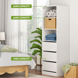 Artiss Chest of Drawers | 3 Drawer Tallboy Cabinet | White