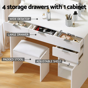 Artiss Dressing Table Set | With Stool | 10 LED Bulbs | White