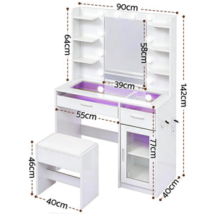 Vanity Desk Set | 10 LED Bulbs | RGB Lighting | White