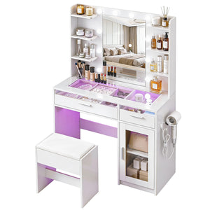 Vanity Desk Set | 10 LED Bulbs | RGB Lighting | White