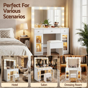 Dressing Table Set | RGB LED Bulb Vanity Desk | White