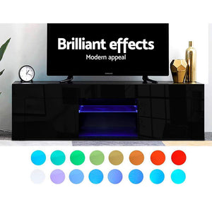 Entertainment Unit | TV Cabinet | LED | 130cm | Black | Angus