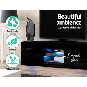 Entertainment Unit | TV Cabinet | LED | 130cm | Black | Angus