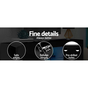 Entertainment Unit | TV Cabinet | LED | 130cm | Black | Angus