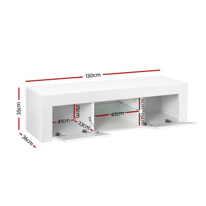 Entertainment Unit | TV Cabinet | LED | 130cm | White | Angus