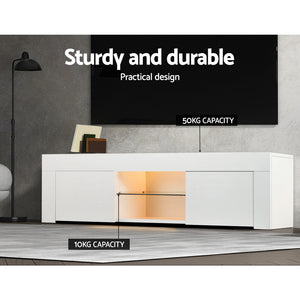 Entertainment Unit | TV Cabinet | LED | 130cm | White | Angus
