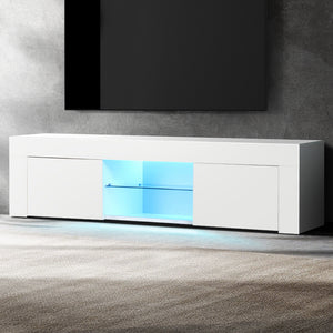 Entertainment Unit | TV Cabinet | LED | 130cm | White | Angus