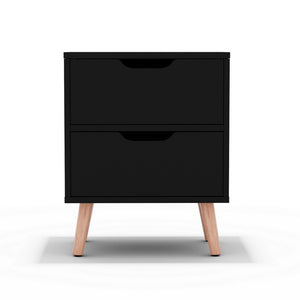 Bedside Table | 2 Drawer Nightstand | BODEN Design | Black Finish