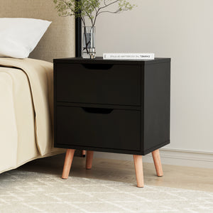 Bedside Table | 2 Drawer Nightstand | BODEN Design | Black Finish