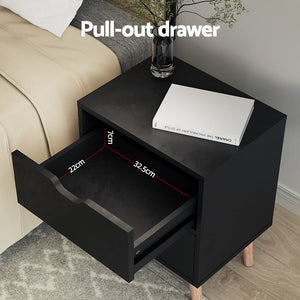 Bedside Tables Set 2pc | 2 Drawers | BODEN | Black