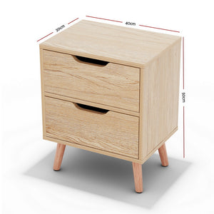 Bedside Tables Set 2pc | 2 Drawers | BODEN | Pine