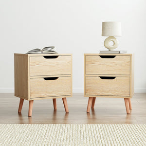 Bedside Tables Set 2pc | 2 Drawers | BODEN | Pine