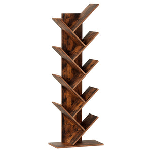 Tree Bookshelf | 9-Tier Freestanding Bookcase | Walnut Finish