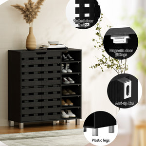Artiss Shoe Rack Cabinet | 6 Tier Storage Shelf | Black