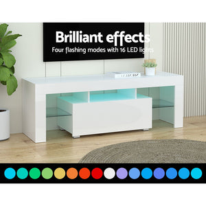 Entertainment Unit | TV Cabinet | LED | 130cm | White | Elo