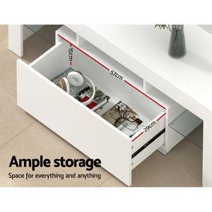 Entertainment Unit | TV Cabinet | LED | 130cm | White | Elo