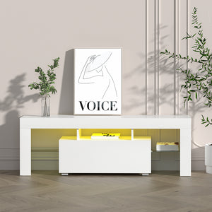 Entertainment Unit | TV Cabinet | LED | 130cm | White | Elo