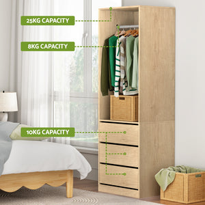 Wardrobe Closet | Clothes Storage Organiser | Pine Finish