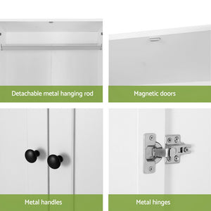 Artiss Wardrobe Closet | 2-Door Clothes Storage Organizer | White