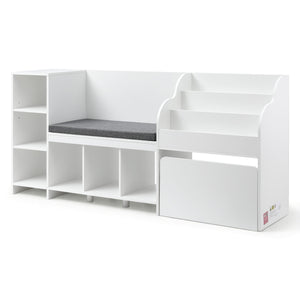 Kids Storage Unit | Bench Seat + Bookshelf + Toy Box | 170cm | White