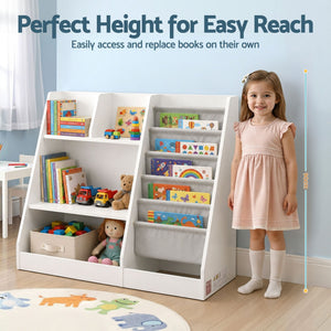 Kids Bookshelf | Wooden Bookcase & Toy Storage Display Rack