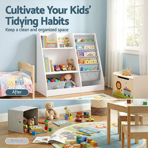 Kids Bookshelf | Wooden Bookcase & Toy Storage Display Rack
