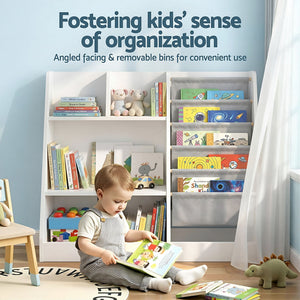 Kids Bookshelf | Wooden Bookcase & Toy Storage Display Rack