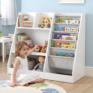 Kids Bookshelf | Wooden Bookcase & Toy Storage Display Rack