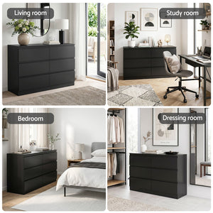 Chest of Drawers | 6 Drawer Lowboy | Black