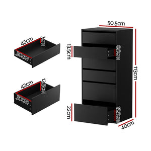 6 Drawer Tallboy | Dresser Storage Cabinet | Black