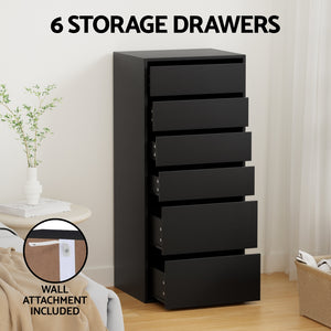 6 Drawer Tallboy | Dresser Storage Cabinet | Black