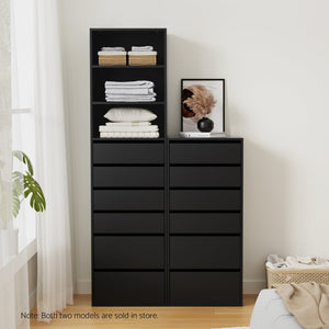 Tallboy Cabinet | 6 Drawers | Black Finish