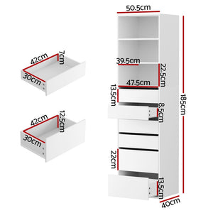 6-Drawer Chest of Drawers | Tallboy Cabinet | White