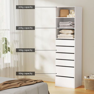 6-Drawer Chest of Drawers | Tallboy Cabinet | White