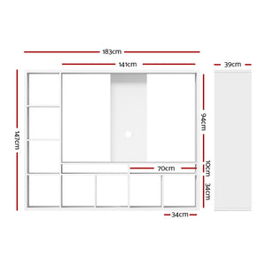 Entertainment Center Unit | TV Stand | TV Cabinet | Open Shelves | 183CM | White
